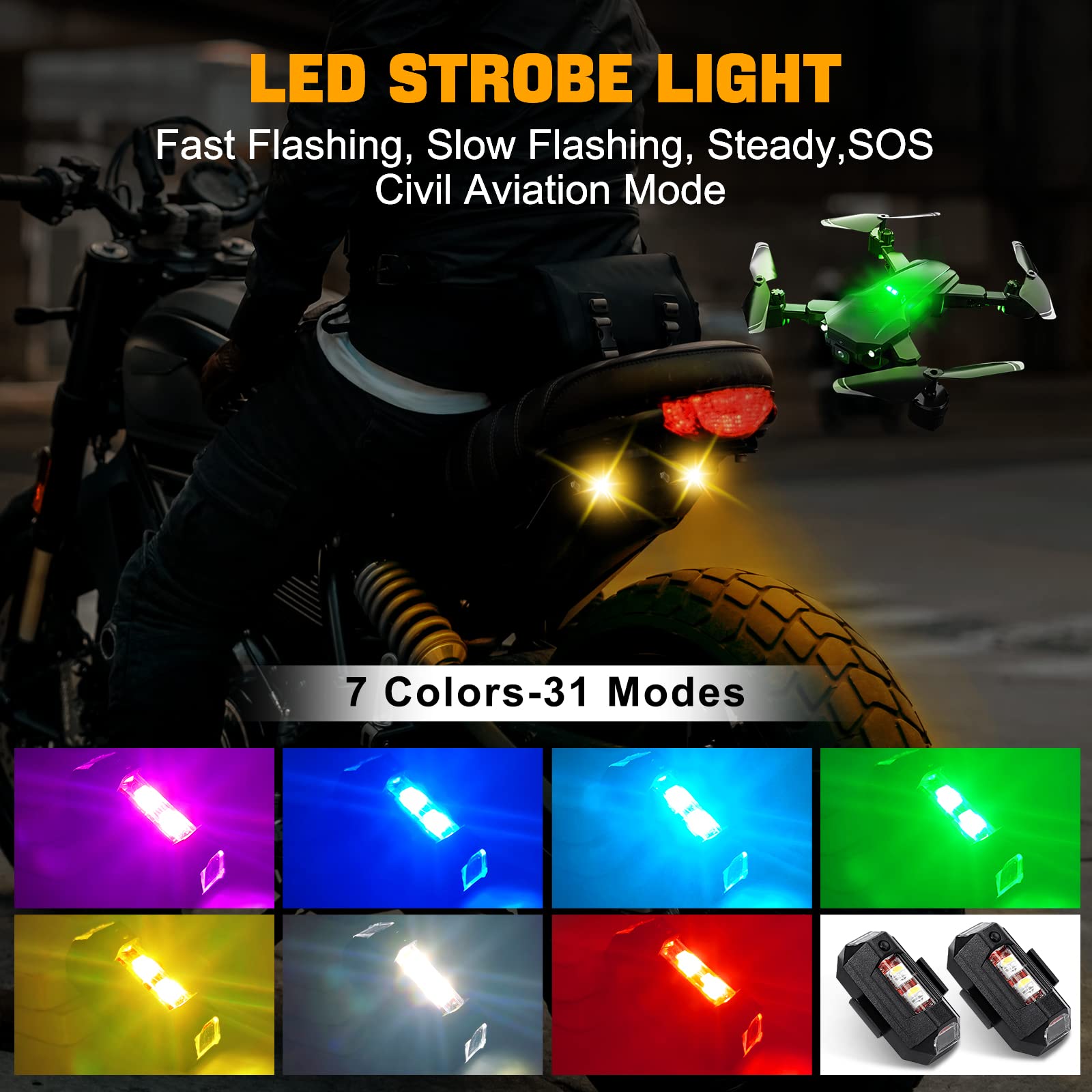 Drone Strobe Light - Światła motocyklowe Dron Światło stroboskopowe USB